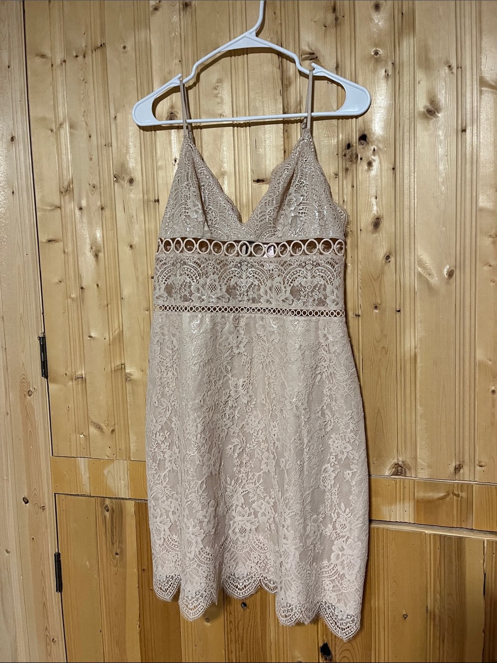 Victoria's Secret Lace Spaghetti-Strap Mini Dress light pink